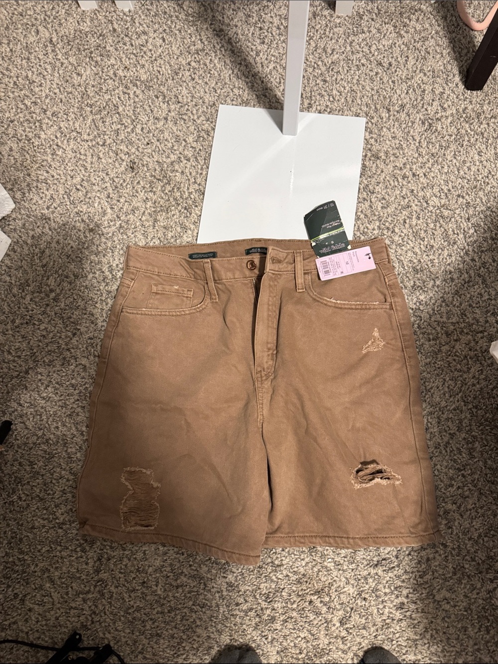 wild fable Distressed Tan High-Rise Jean Shorts